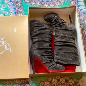 Christian Louboutin Piros 120 Veau Velours Boots